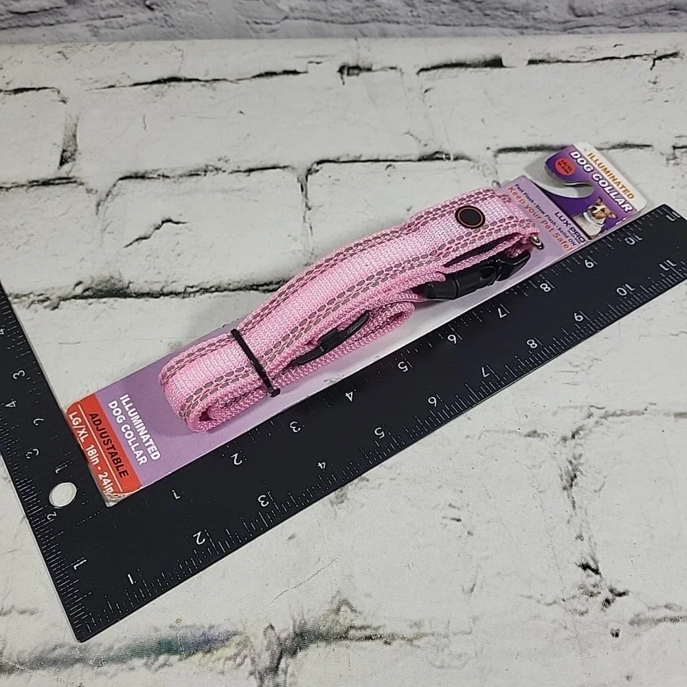 Illuminated Light-Up Dog Collar Lux Pro Pink Size L/XL New